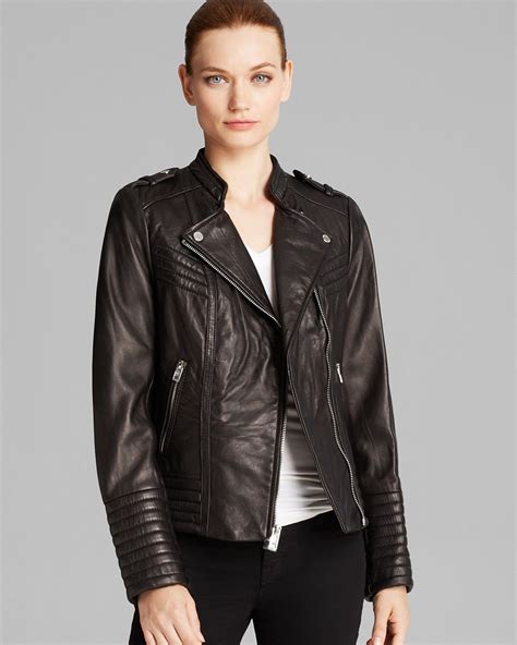 michael kors coat leather patches|Michael Kors leather motorcycle jacket.